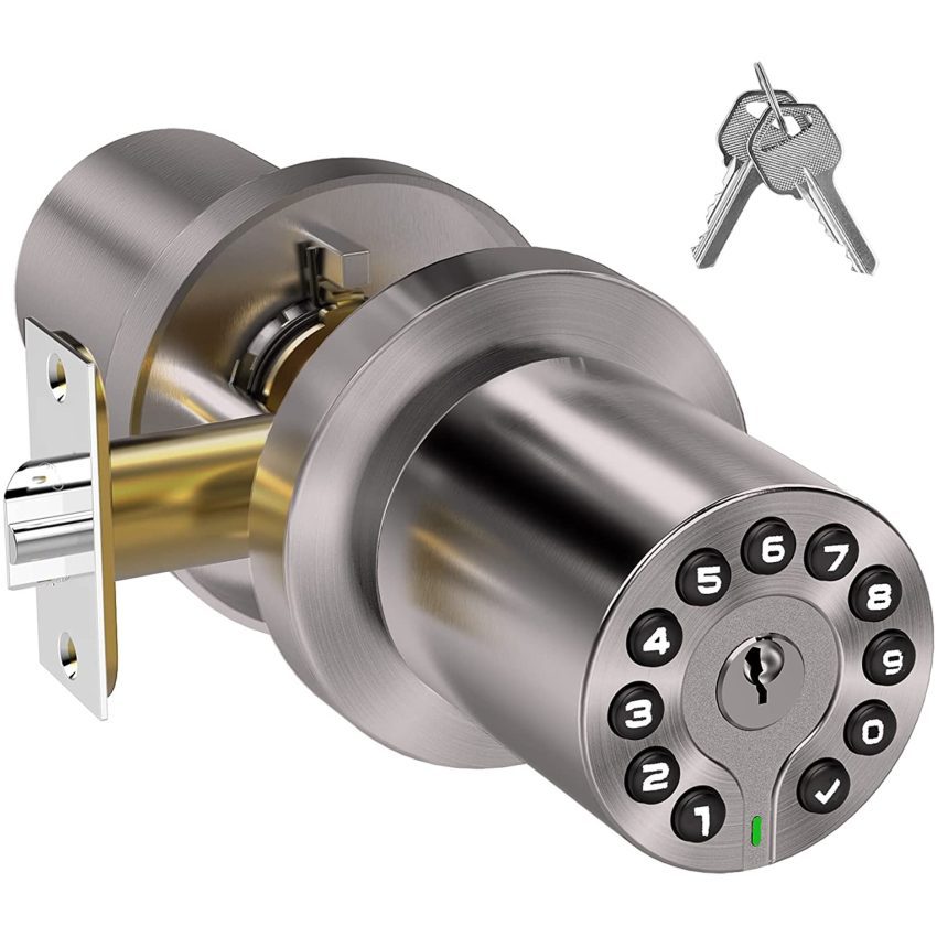 How do you install a keypad door lock with a deadbolt?