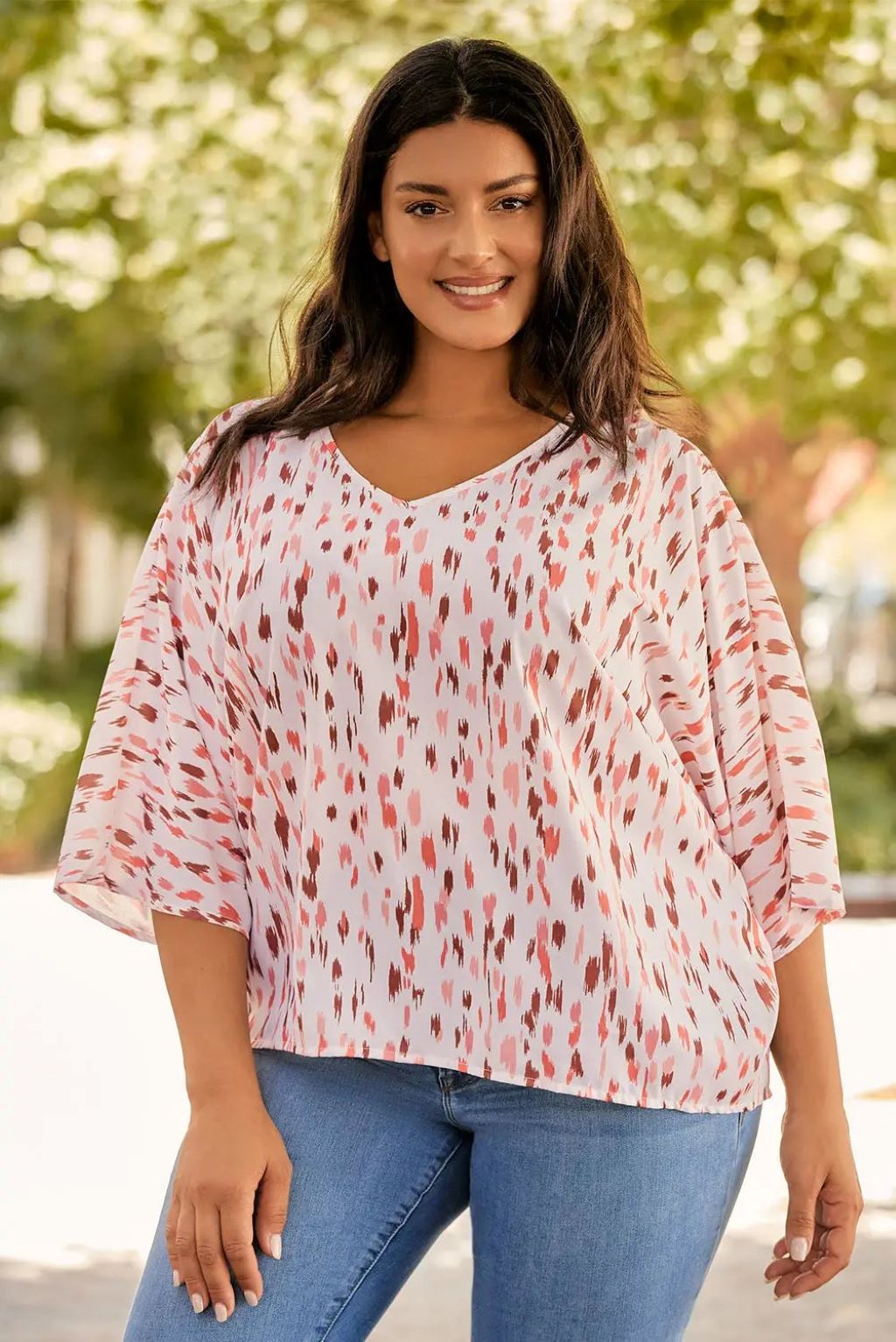 Short Casual Plus Size Dress with Dolman Sleeves