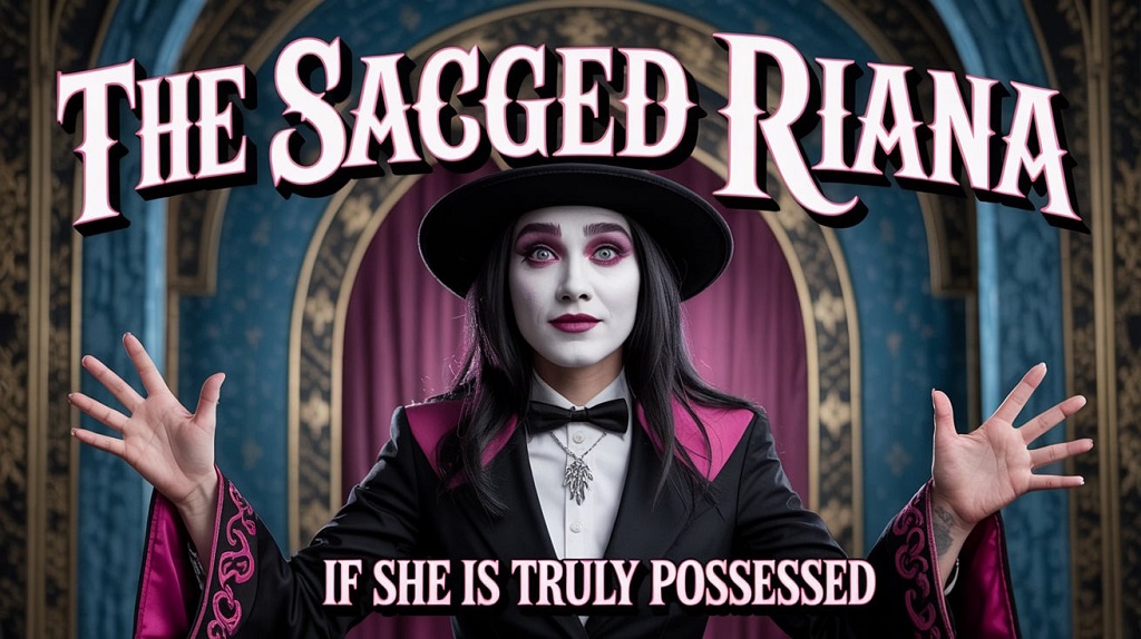Mysterious image of The Sacred Riana, famous illusionist, highlighting the question of whether her supernatural act is real or staged.