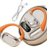 A close-up image showing the internal components of a modern translator earbud, highlighting the processor and battery