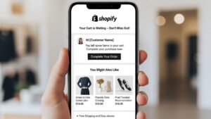 Shopify abandoned cart recovery email example showing deep-link technology and personalized product recommendations