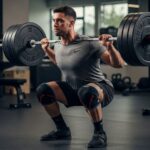 Athlete performing controlled eccentric squat descent with proper form and technique