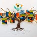 Oversized wall art above sofa in modern living room