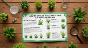 Compact floating plants covering a nano aquarium surface