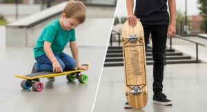 Mini skateboard vs regular skateboard size comparison
