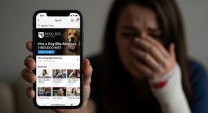 Dog bite attorney consulting with injury victim