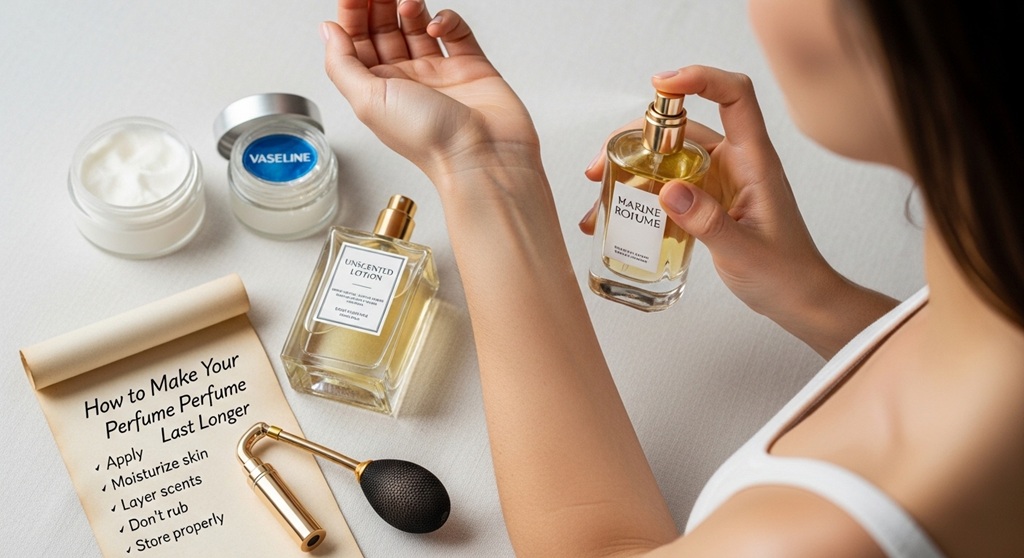 Perfume longevity tips with moisturizer and layering technique