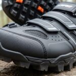 Durable budget mountain bike shoes with reinforced toe box and aggressive tread pattern