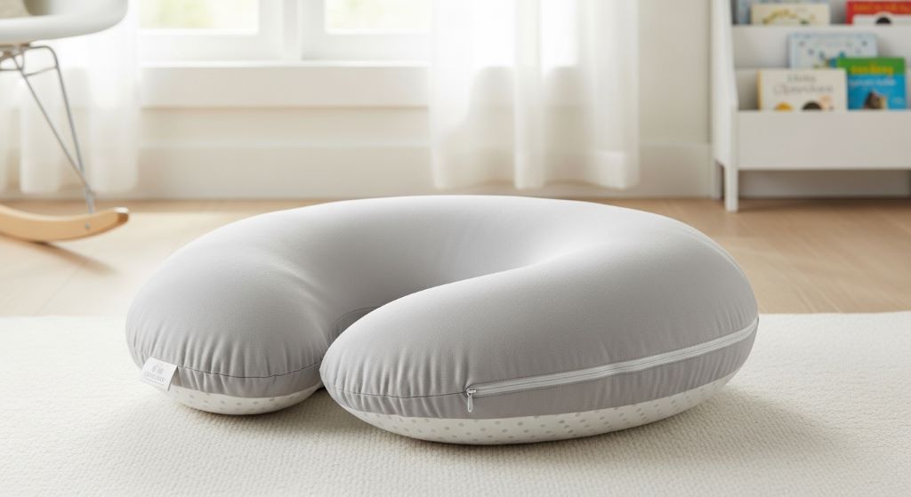 Affordable nursing pillow with firm support and washable cover for comfortable breastfeeding