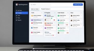 Digital task management dashboard showing organized to-do lists and project workflows
