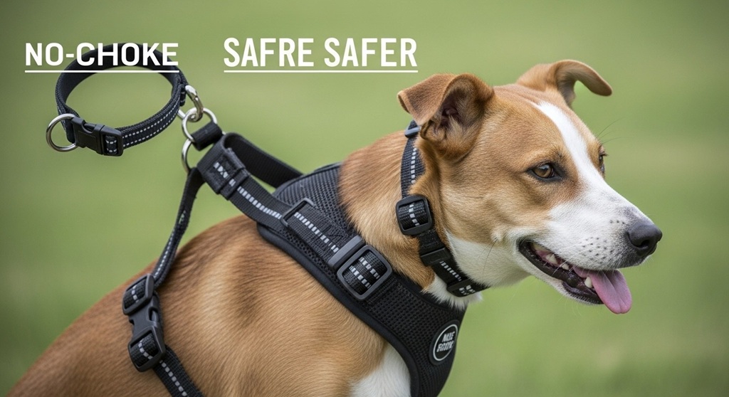 Comparison of traditional collar versus anti-choking harness fit