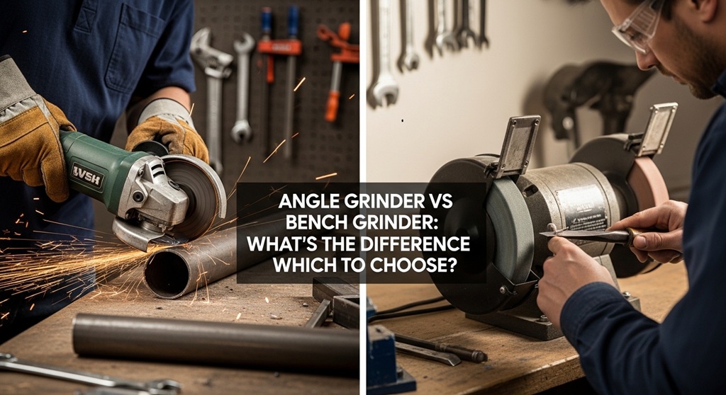 Angle grinder cutting metal sparks close-up