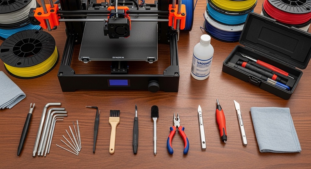 Cleaning a 3D printer nozzle using maintenance needle tool