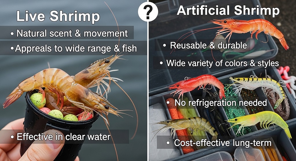 live shrimp bait hooked for saltwater trout fishing setup