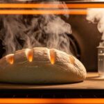 Seattle baker shaping a high-protein bread loaf on a floured wooden surface to prevent oven drop