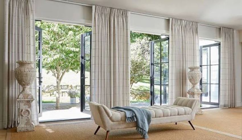 Affordable floor-length curtains for large windows in a modern home