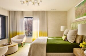 Elegant budget curtains covering large living room windows with natural light