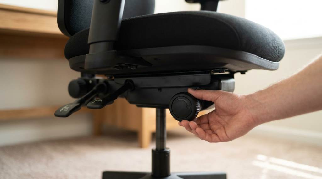 Office chair leaning inspection under seat mechanism