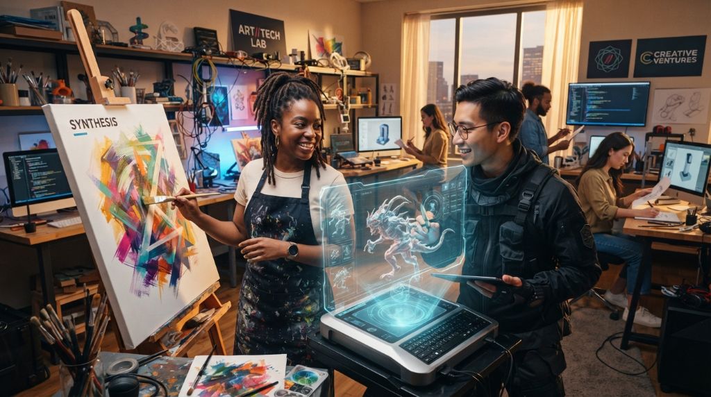 Entrepreneur using AI tools to develop creative business ideas