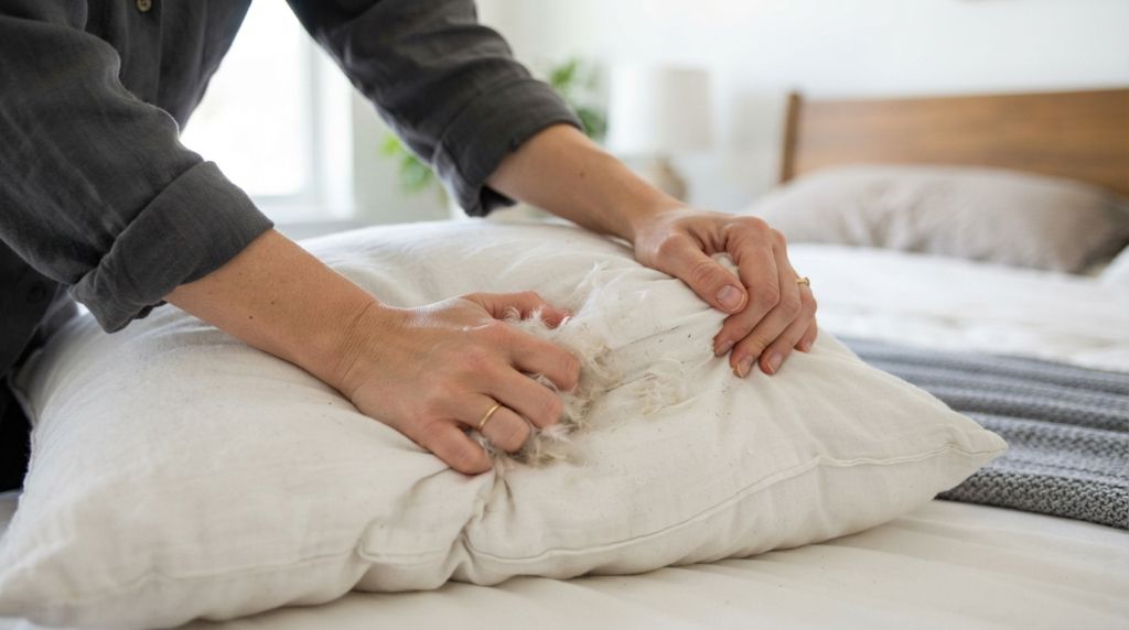 Fixing a lumpy pillow after washing