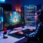 Gamer using PC game tips and strategies